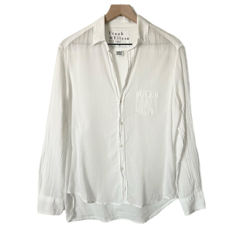 Frank & Eileen Eileen 100% Cotton White Voile Button Down Shirt Size Small